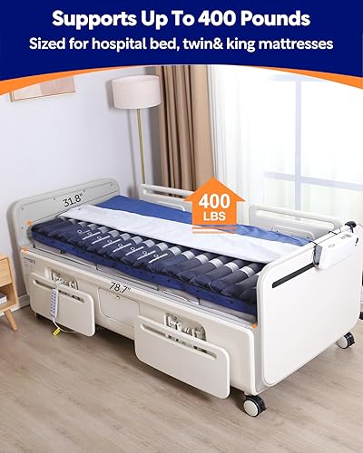 Miniatura 6 de Colchón de presión alterna de cámara grande de 4.3 pulgadas, almohadilla de cama de hospital de capacidad de 400 libras, con micro orificios de