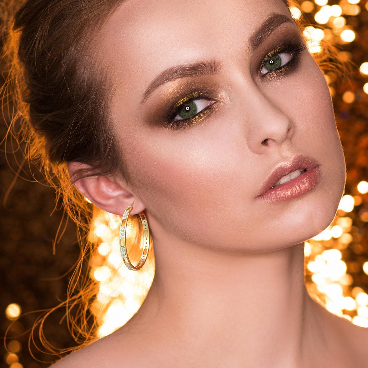 ENROSE 14K Gold Plated Hoop Earrings for Women