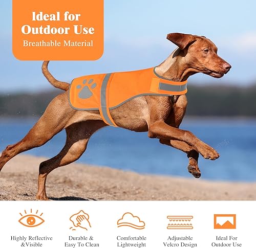 Miniatura 9 de Chaleco reflectante para seguridad para perro, chaleco fluorescente de alta visibilidad, chaqueta ligera, ropa para perro, arnés reflectante para