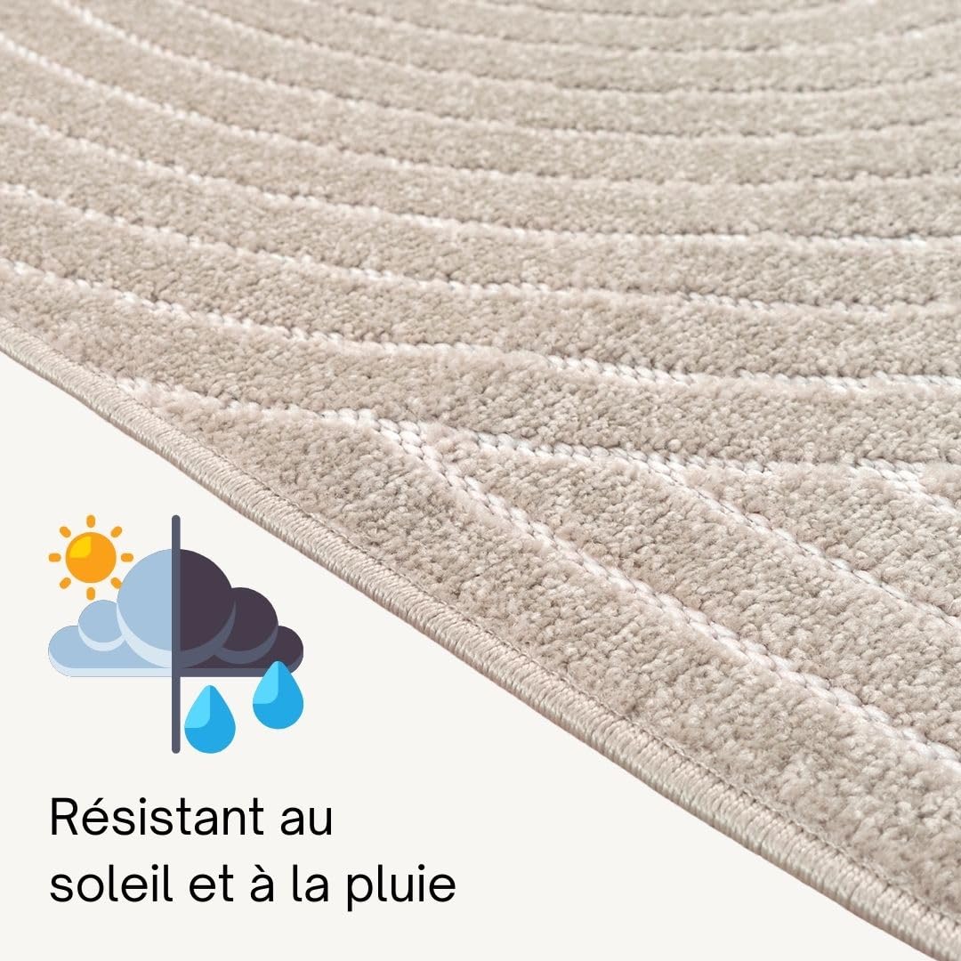 the carpet Santo Plus Tapis d'extérieur résistant aux intempéries – Tapis de Balcon de qualité supérieure Crème – Tapis bohème en polypropylène 120 x 160 cm