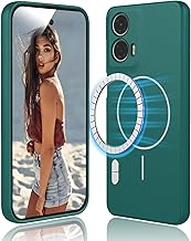 Magnetic Case for Motorola Moto G73 5G – Soft Liquid Silicone Case, Anti-Shock Protective Mobile Camera Case, Compatible with Magnetic Accessories, Dark Green