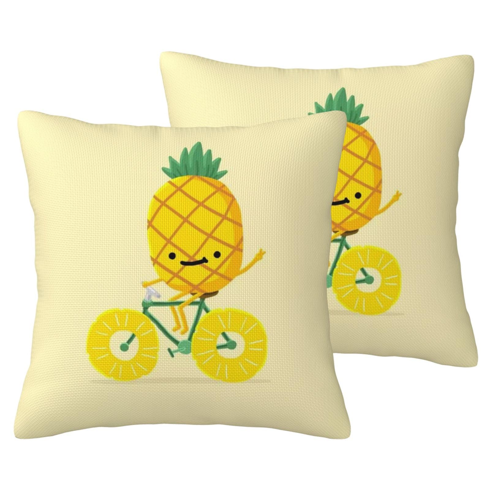 Housses de coussin ananas imitation lin lot de 2 taie decorative pour salon et chambre