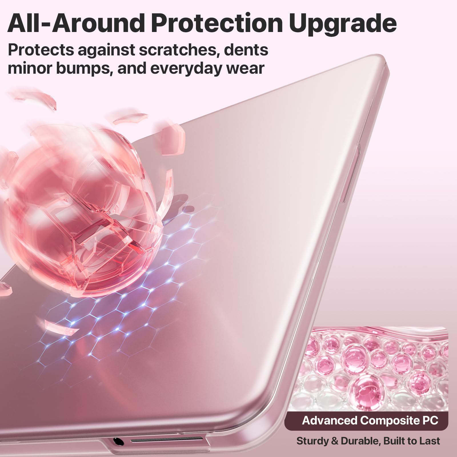 Soonjet Invisible Armor for MacBook Neo Case 13 inch 2026 New A3404 | Official Blush Clear | Anti-Scratch & Fingerprint | Pink Laptop Cover Protective Hard Shell | Mac Accessories Student & Travel - 5