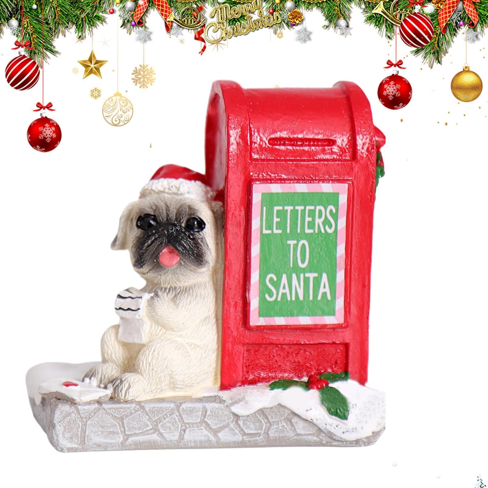 Buzón de Santa Interior,Buzón de Santa - Estatuas de Animales de Resina navideña | Cartas a Adornos de Papá Noel, Figuras coleccionables, Accesorios de Pueblo navideño para el Festival de Navidad