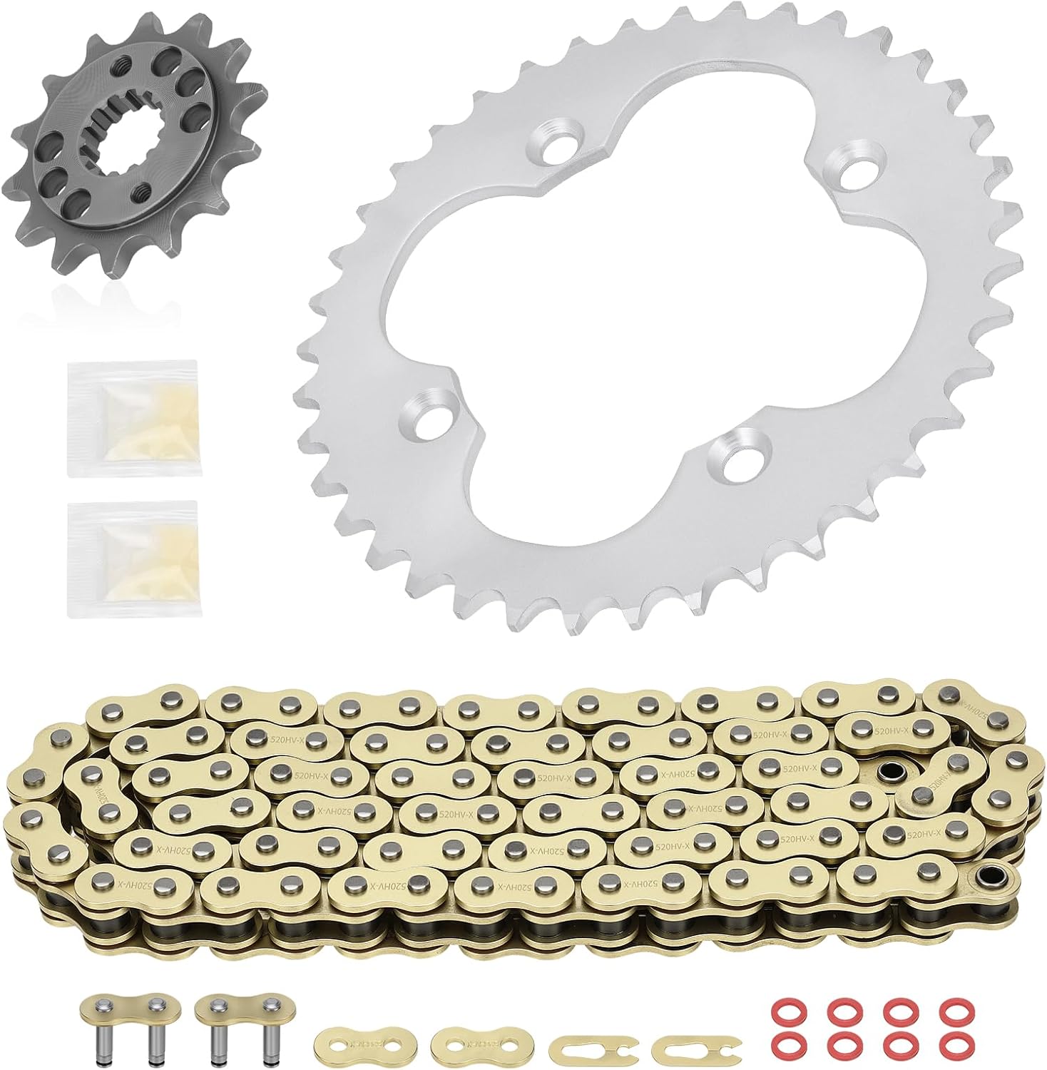 M MATI 94L X-Ring Drive Chain & Drive Sprocket Assembly for Honda Sportrax 400 TRX400EX 2005 2006 2007 06405-HP1-P00 23801-HN1-A40 41201-HN1-A40