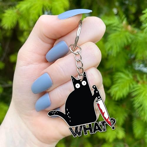 Vista 6 de DongNaiWin Funny and Cute Black Cat Metal Keychains for Men and Women, Funny Bag Charm for Women