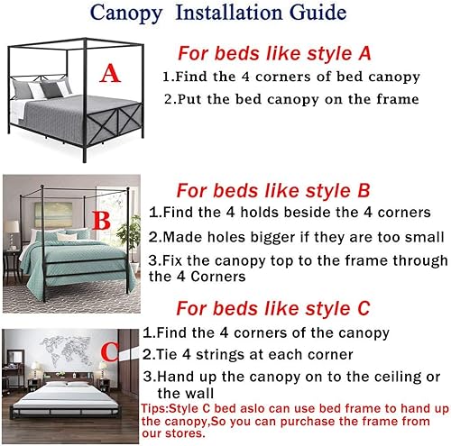Vista 33 de Toldo de cama de 4 postes de esquina de princesa y bonita mosquitera para cama de niñas, dormitorio de adultos, habitaciones de niños; red de Vino