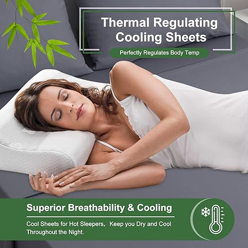 Miniatura 3 de Ivellow Sábanas de bolsillo profundo tamaño King, rayón derivado del bambú, bolsillo extra profundo de hasta 18 a 24 pulgadas, sábanas refrescantes