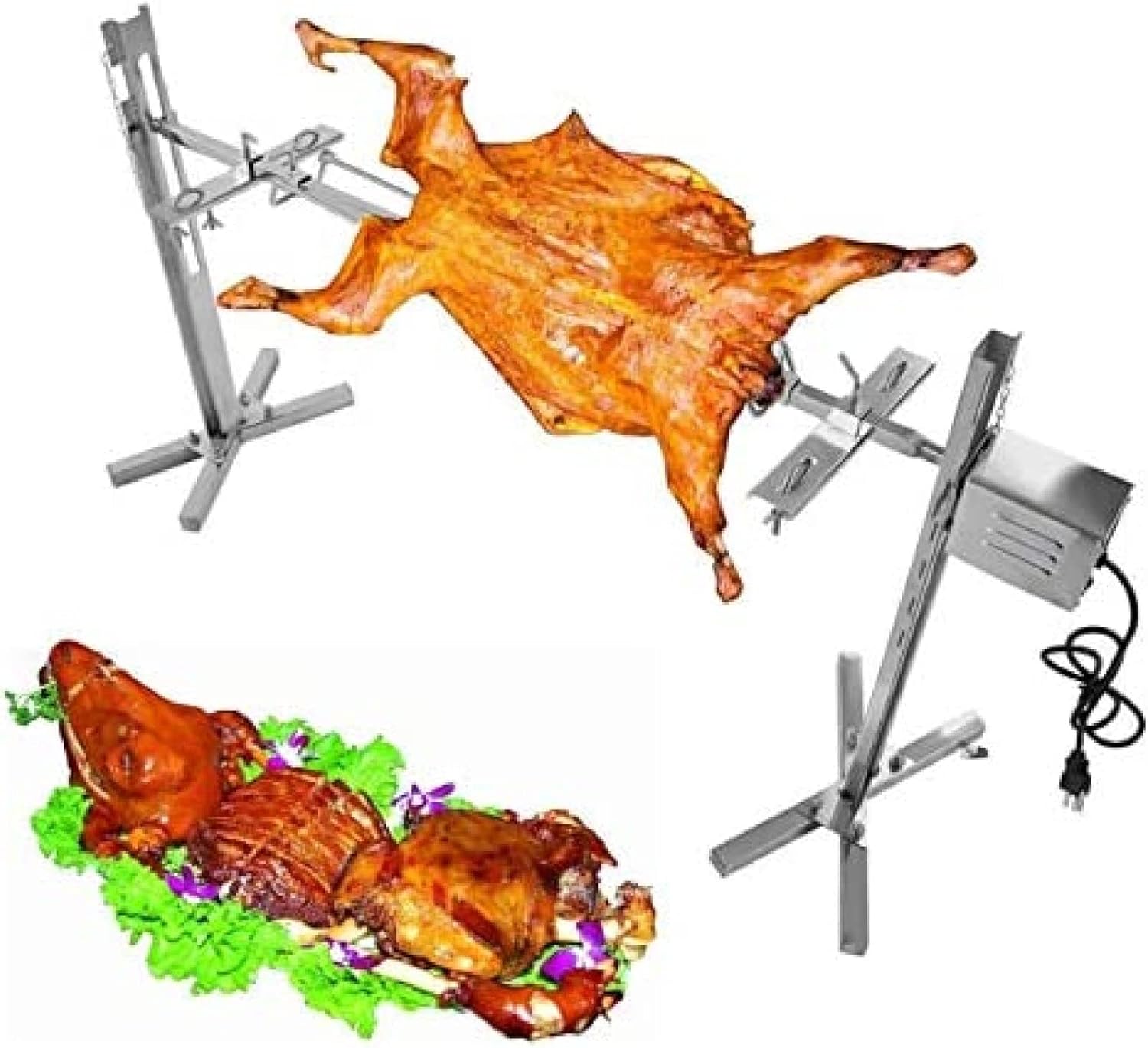 Automatic Electric Barbecue Grill Kit, Universal Outdoor Camping Motor Kit, Rotisserie Rotisserie, Stainless Steel Large Grill for Lamb Rotisserie with Pa