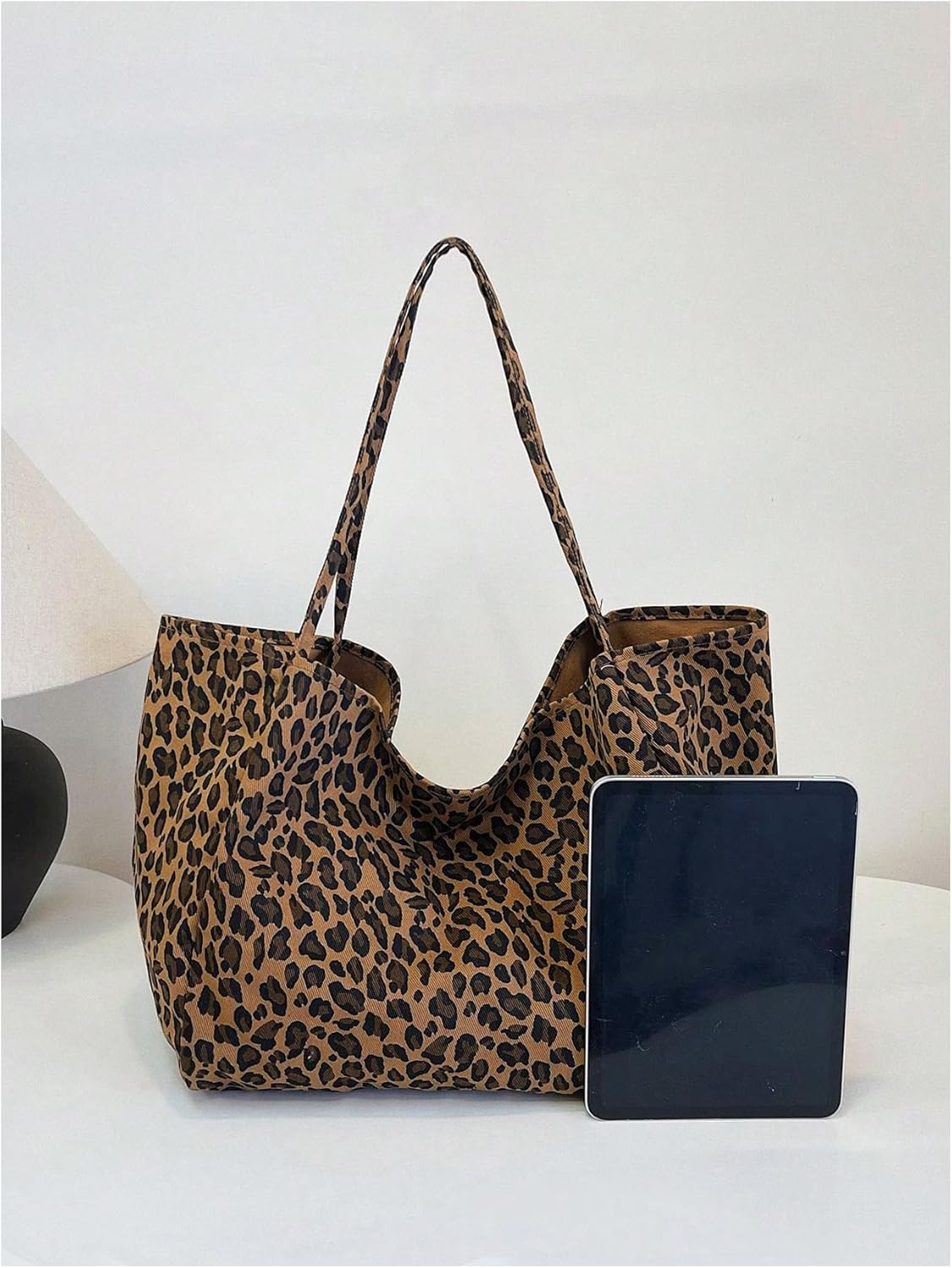 MakeMeChic Women's Leopard Tote Bag Cheetah Oversize Shoulder Bag Weekender Bag - Image 3