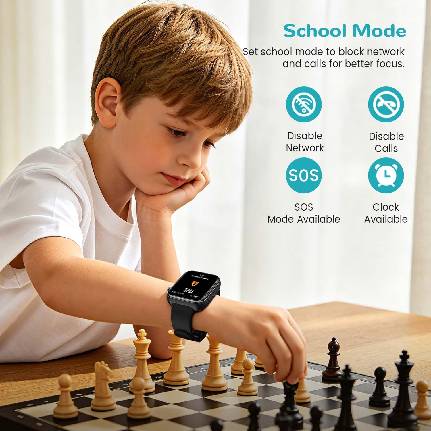 SWGOTA Reloj Inteligente Niño, Smartwatch Niños con 4G Videollamada/GPS, Chat de Voz/Modo Escuela/Whatsapp/WiFi/SMS/SOS/Podómetro/5 Modos Deportivos, IP68 Impermeable Regalo para Niñas Niños, Negro 5