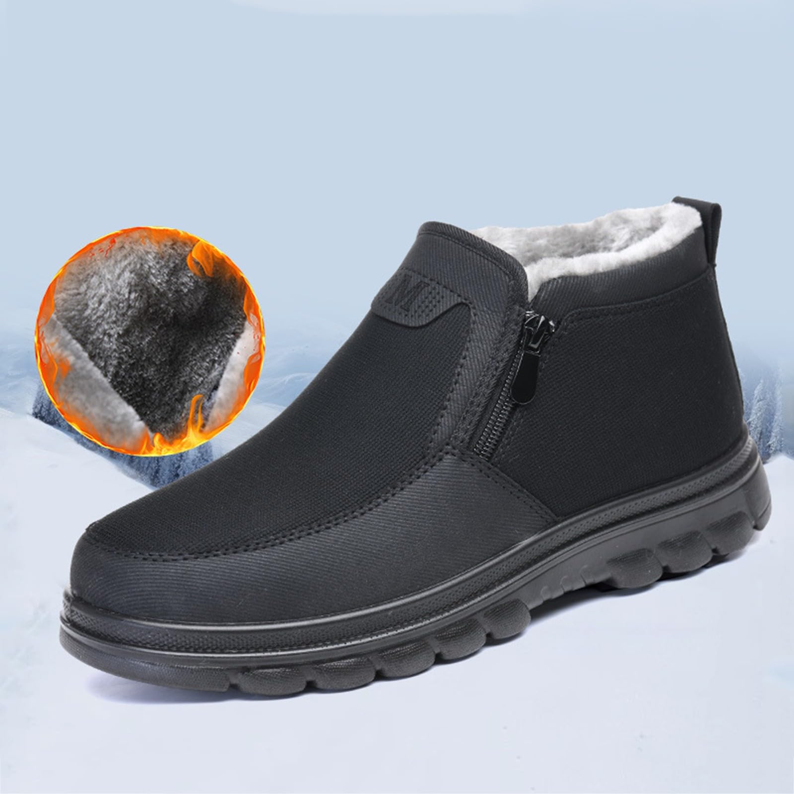 Bottine Neige Bottes De Neige Chaudes Et Froides pour Hommes, Printemps Et Automne, Grande Taille, en Velours, Plus Épais, Fermeture Éclair Latérale, Décontractées, À Fond Courtes