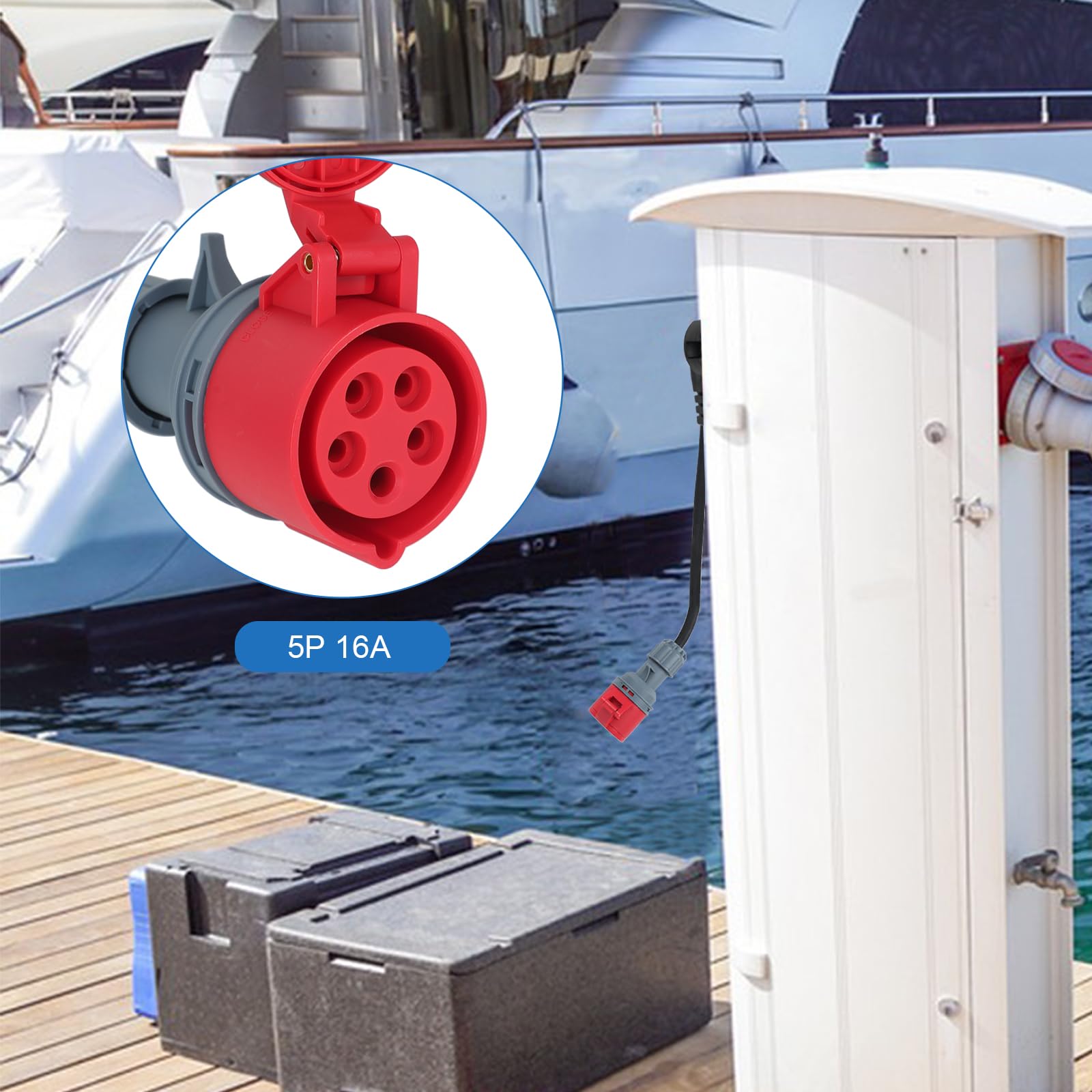 Adaptateur Perilex - Fiche coudée 16 A vers prise CEE - Fiche Perilex H07RN-F5G - 2,5 mm² - Câble en caoutchouc