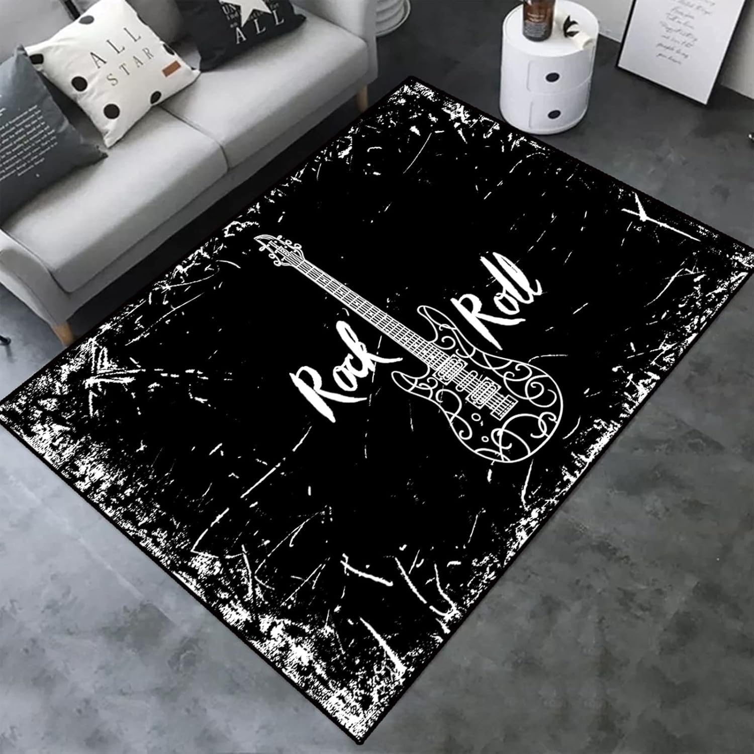 Burning Guitar Music Movie Pattern Area Rugs Music Lover Carpet Comfort Rug Welcome Doormat Door Mats Decorator for Front Door Living Room Kitchen Bedroom (Guitar-2)