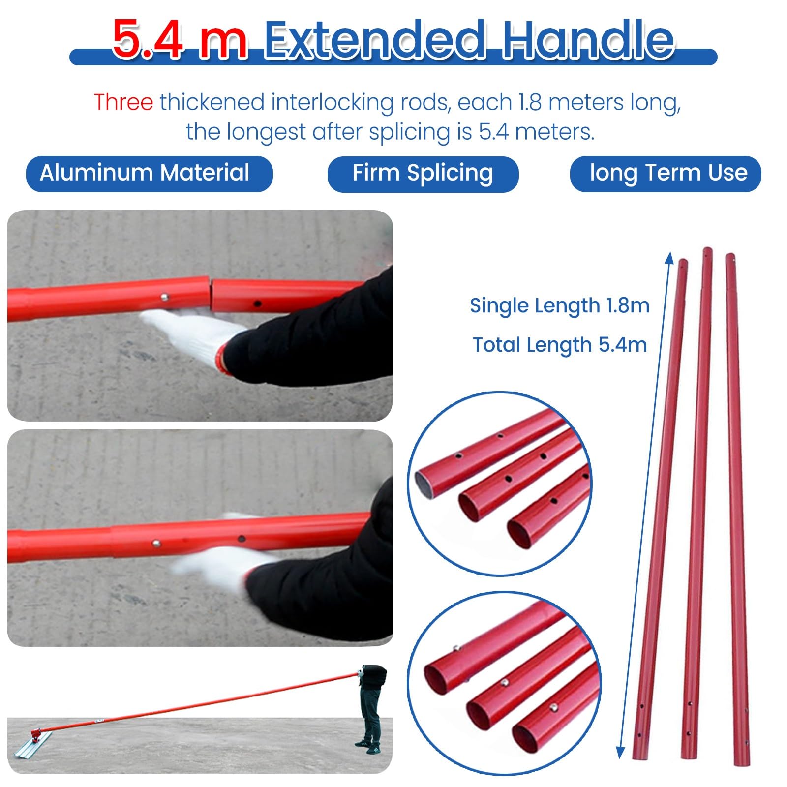Cazzuola da muratore Kit Frattazzo Per Cemento - Frattazzo Per Finitura Ad Angolo Regolabile, Kit Frattazzo Per Cemento E Frattazzo Per Cemento, Frattazzo Per Lisciatura Con Manico Da 5,4 M(120x20cm T