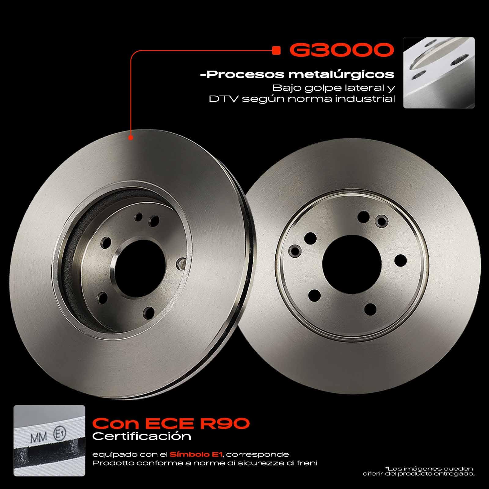 Frankberg 2 discos de freno 4 pastillas de freno | A0034202520; Compatible con: Clase C Modelo T S203, SLK R171, CLK Cabriolet A209, Clase CLC CL203, CLK C209