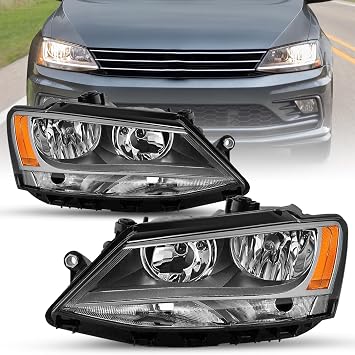 SOCKIR Halogen Headlight Assembly Fit for 2011-2018 VW Jetta, Passenger and Driver Side LH+RH Replacement Headlamp