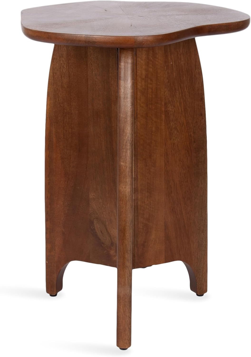 Kate and Laurel Kanna Modern Wavy Pieced Mango Wood Round Side Table, 16 x 16 x 21, Walnut Brown, Mid-Century Scalloped Wooden End Table for Bedroom Nightstand or Living Room Plant Stand Indoors