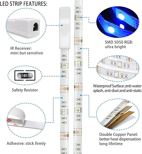 Miniatura 3 de Tira de luces LED RGBW impermeables de 13 pies, luz de fondo LED SMD 5050 brillante para TV, 65536 luces LED de colores para TV de 60 a 70 pulgadas,