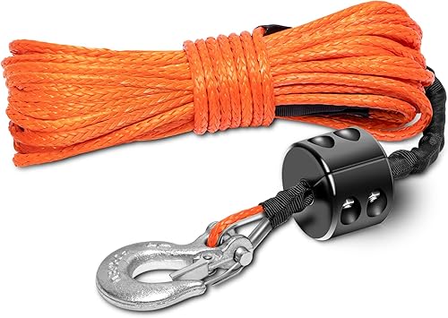 Miniatura 1 de METOWARE Kit de cuerda de cabrestante sintética, línea de cable de cabrestante de 14 pulgadas x 50 pies, 10,000 libras con gancho de funda