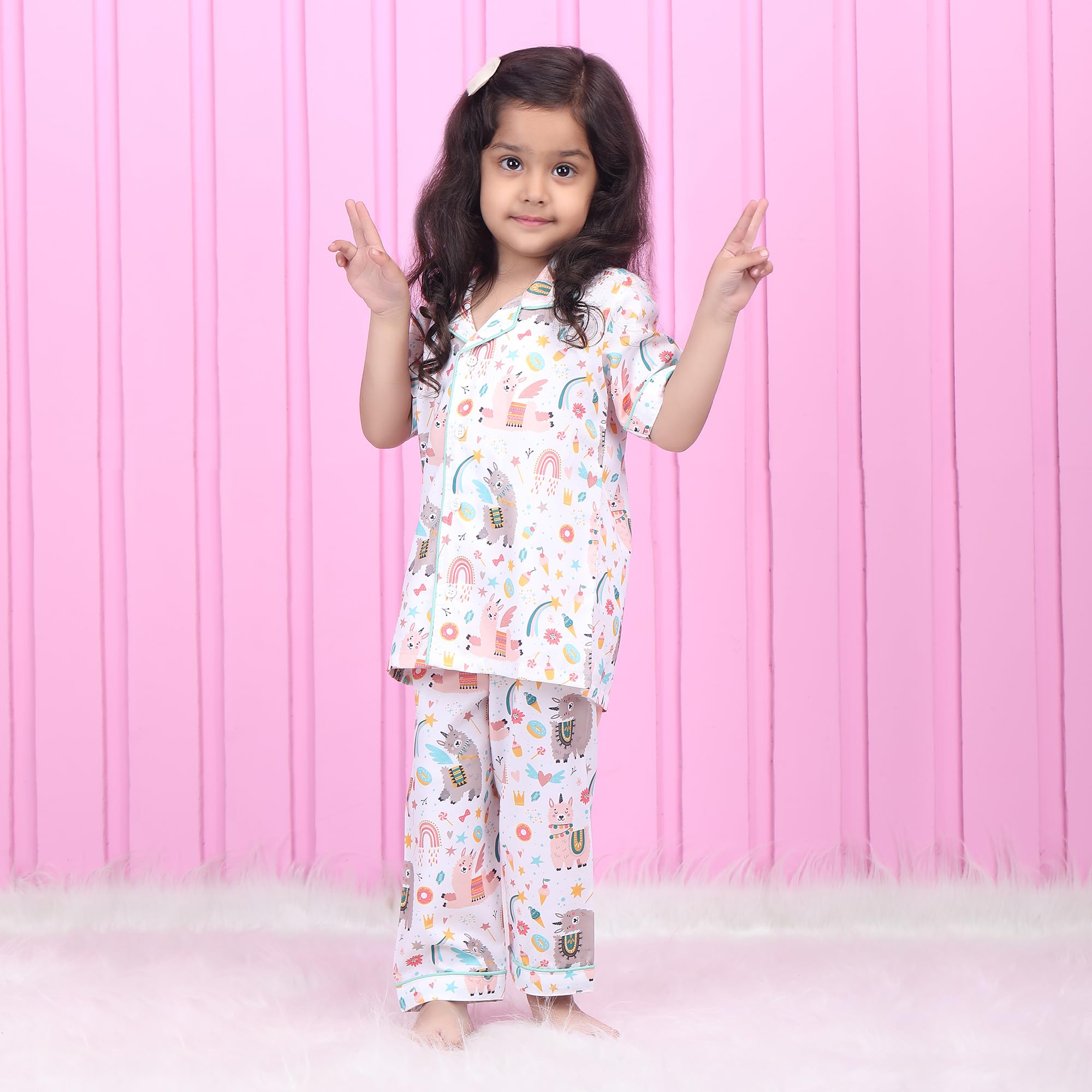 POLKA TOTS Half Sleeve Night Suit for Baby Kid - White - 3-4 Y - Image 6 thumbnail