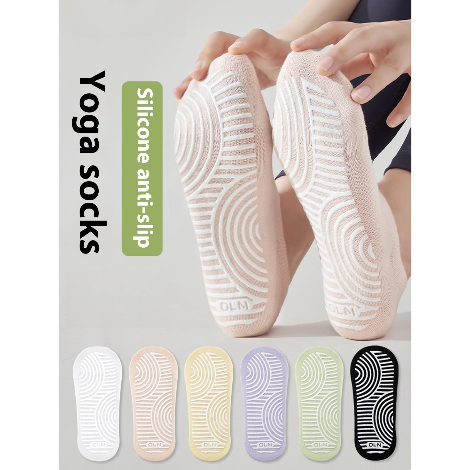 svlftecon Women Yoga Pilates Socks with Grips Non Slip Full Toe Cotton Spandex for Summer Ankle Socks Series 13