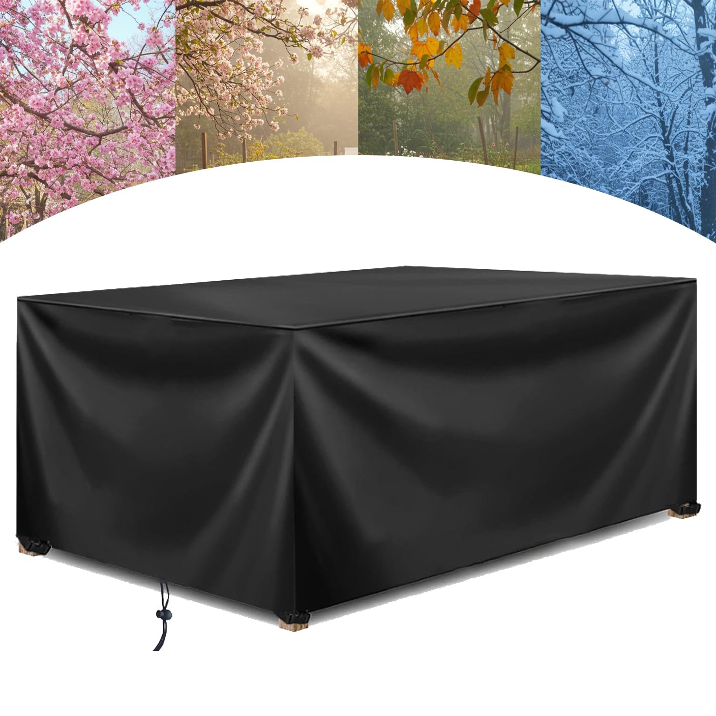 Hnkdkj Black Garden Furniture Covers Waterproof Rectangular Garden Table Covers, 270X200x70cm/Lxwxh 420D Oxford Fabric Patio Outdoor Furniture Covers Waterproof Patio Table Cover,