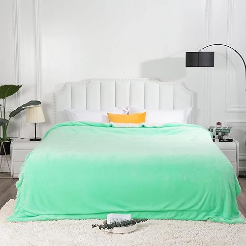 Miniatura 3 de NANPIPER Manta de sherpa de tamaño King, manta de forro polar suave para cama, manta reversible gruesa y mullida para invierno (verde menta, 90 x