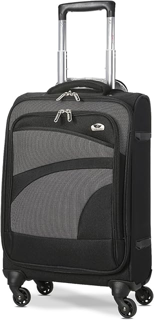 Aerolite Lightweight 4 Wheel Carry On Hand Cabin Luggage Suitcase Black Grey for British Airways Ryanair (Priority) easyJet (Plus/Flexi) & Many More