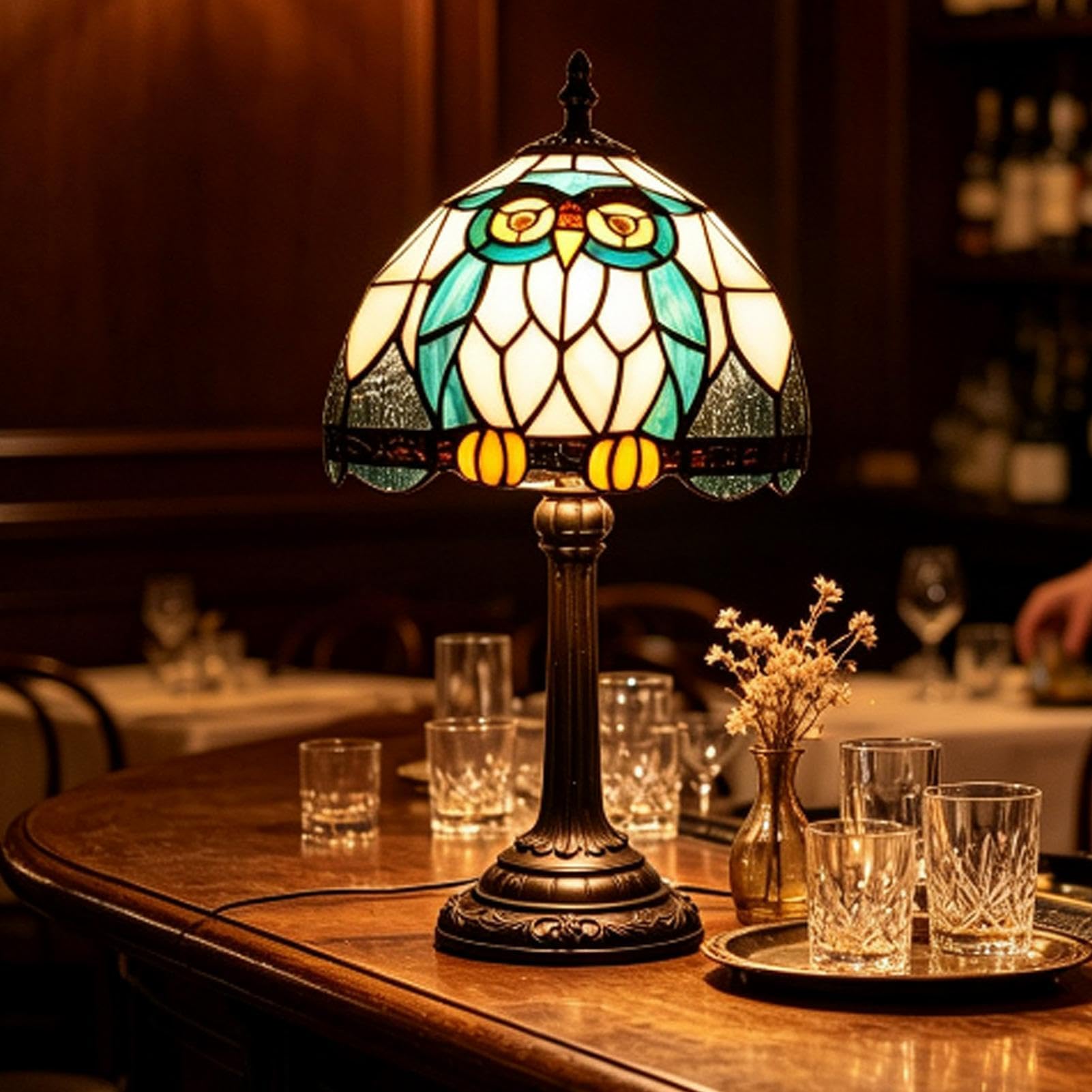 Lámpara De Escritorio Luz Para Mesita Noche Vintage Con Animal Teñido