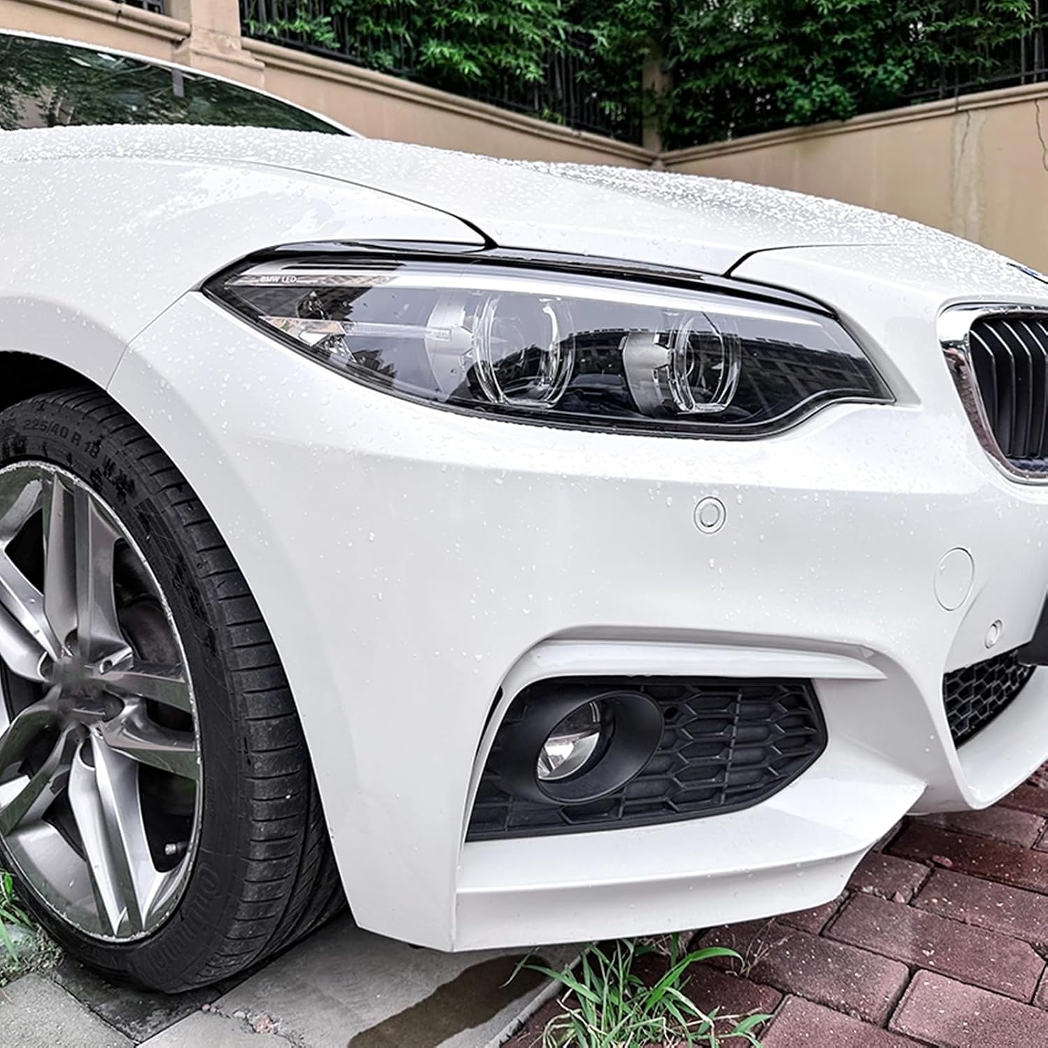 Headlight Eyelid Cover Trim For BMW 2 Series F22 F23 M Sport 2014-2021 Carbon Fiber Look Gloss Black