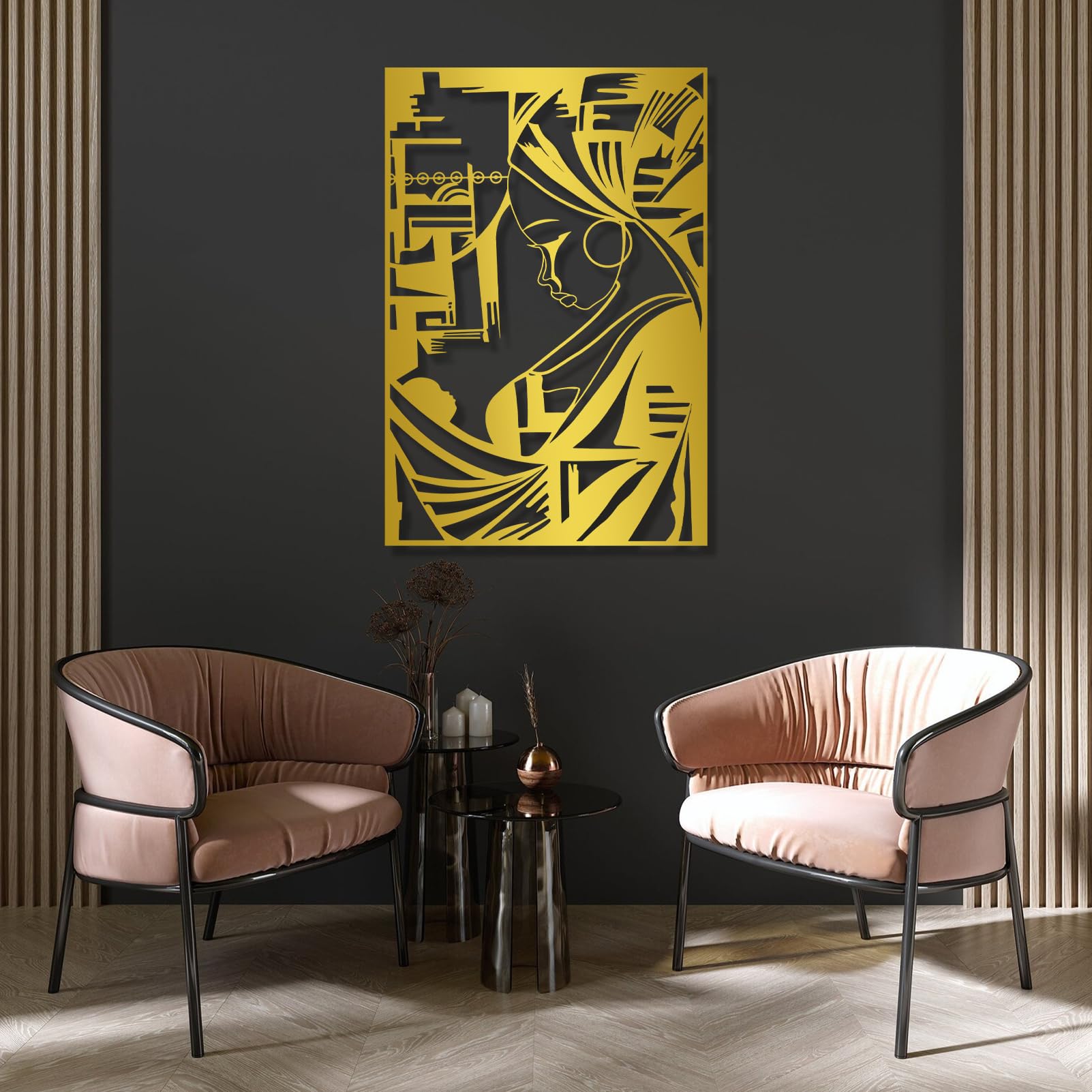 Art féminin en métal : sculpture abstraite de qualité supérieure pour intérieur chic
