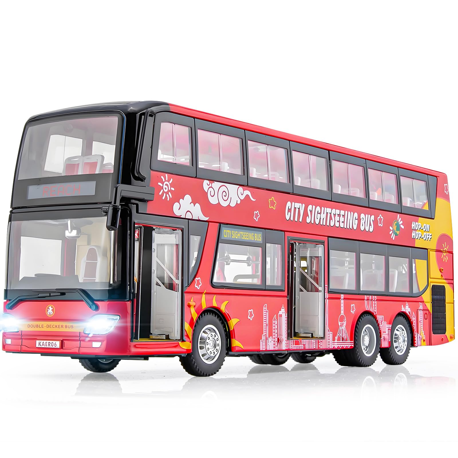 ミニカー DOUBLE DECKER BUS DELUXE TACO TRUCK MAT Las Vegas 6' Double Decker Sightseeing Bus, Red - 2168DLV