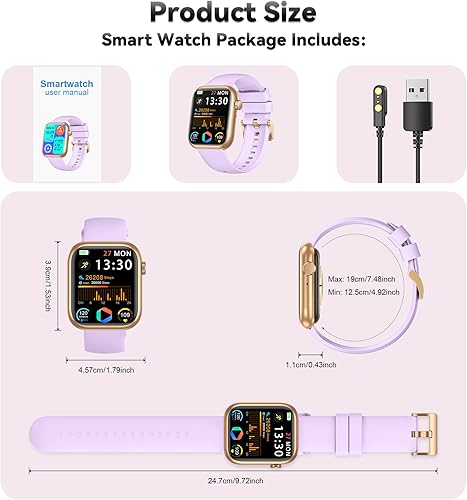 Miniatura 8 de Reloj inteligente para hombres y mujeres, reloj de fitness de 1.83 pulgadas (respuestahacer llamada), reloj inteligente con frecuencia