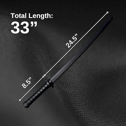 Miniatura 3 de E-BOGU Espada negra de polipropileno estilo madera con vaina de saya negra (33 pulgadas Mokume)