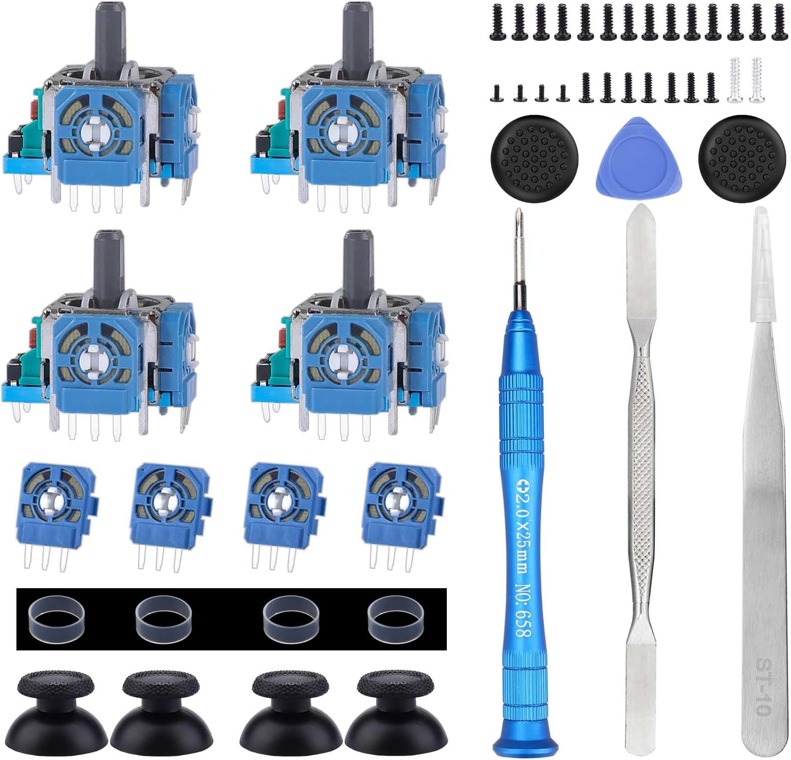 IKPEK 4pcs Analog 3D Joysticks Replacement for PS5 Controller, Joysticks Part with Repair Screwdriver Kit for Playstation 5 DualSense Controller