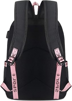 Roffatide Anime Haikyuu Laptop Backpack Fit 15 Inch Black Bookbag Printed Schoolbag for Boys Girls Travel Daypack with USB Charging Port & Headphone Port