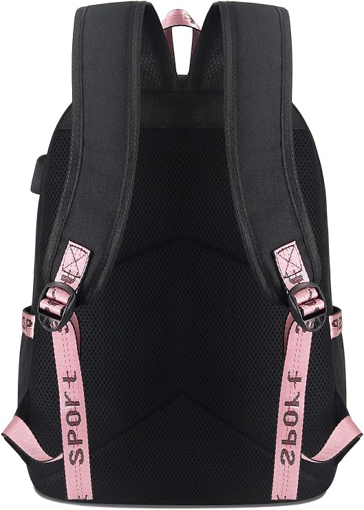 Roffatide Anime Haikyuu Laptop Backpack Fit 15 Inch Black Bookbag Printed Schoolbag for Boys Girls Travel Daypack with USB Charging Port & Headphone Port
