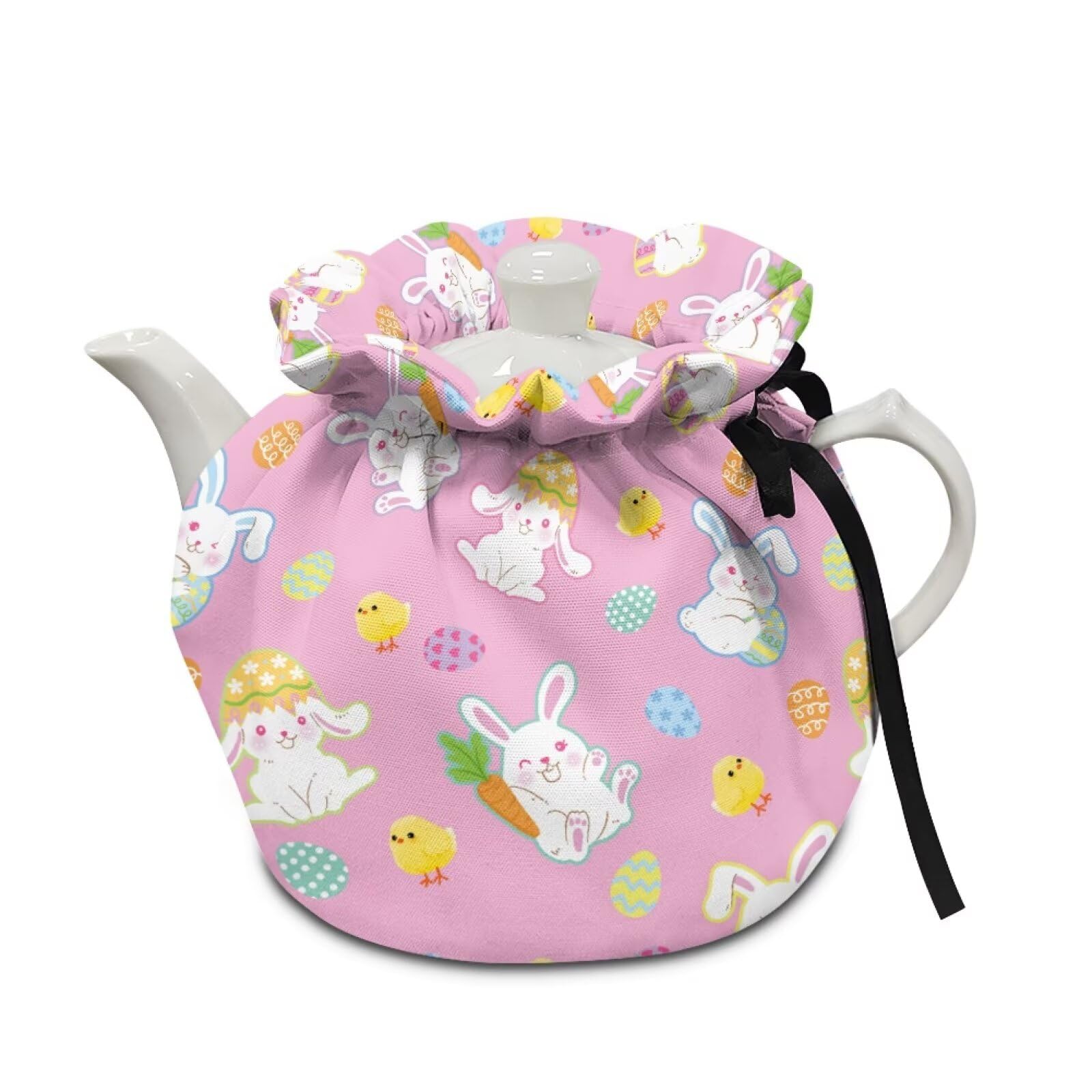 Easter Rabbit Eggs Tea Pot Cozies Breakfast Warmer Dustproof Kitchen Home Decorative Tea Cosy Insulated Kettle Cover for Home Kitchen Decor Tea Cozies Christmas Decor