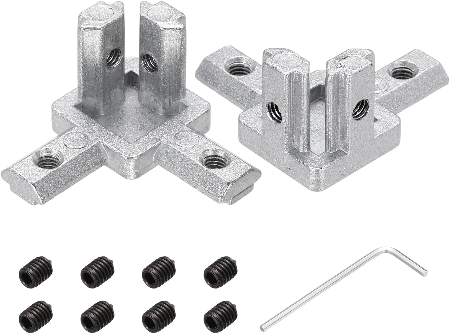 MECCANIXITY 2Pcs 3-Way End Corner Bracket Connectors for Euro-Standard 2020 Aluminum Extrusions t Slot Connector for Industrial Aluminum Connections Printer Frame Accessories, Silver