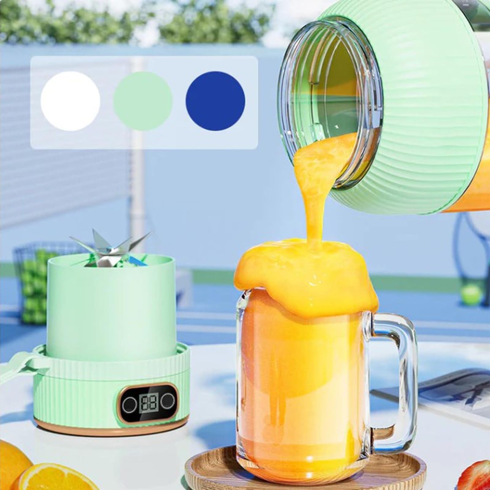 Wielofunkcyjny, przenośny mikser z wyświetlaczem cyfrowym, kompaktowa konstrukcja, kubek do sokowirówki z możliwością ponownego ładowania przez USB, do smoothie, na siłownię, do kuchni podróżnej