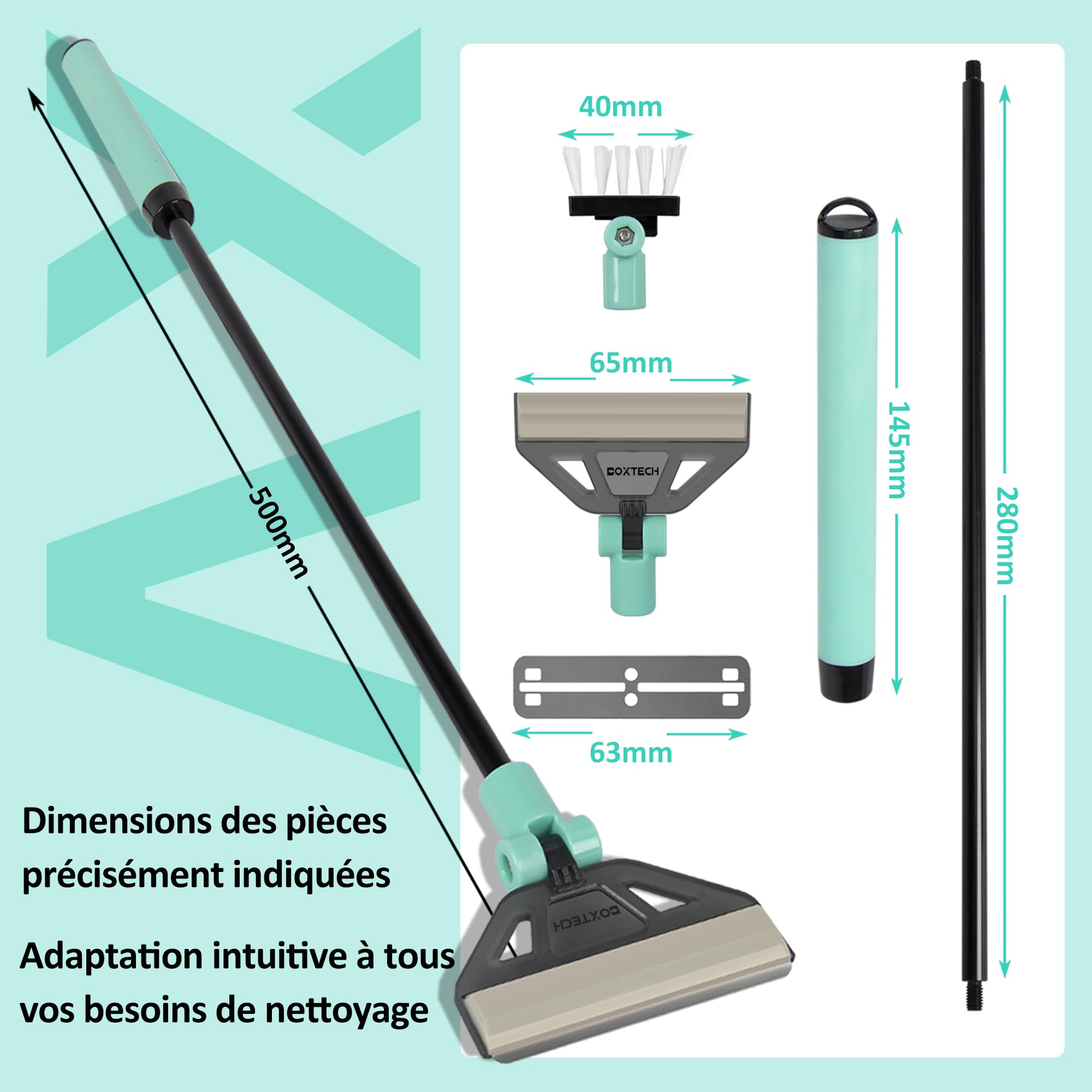boxtech Raschietto anti-alghe, strumento di pulizia dell'acquario Kit - 5 lame in acciaio + spazzola, manico 50 cm per acquario in vetro