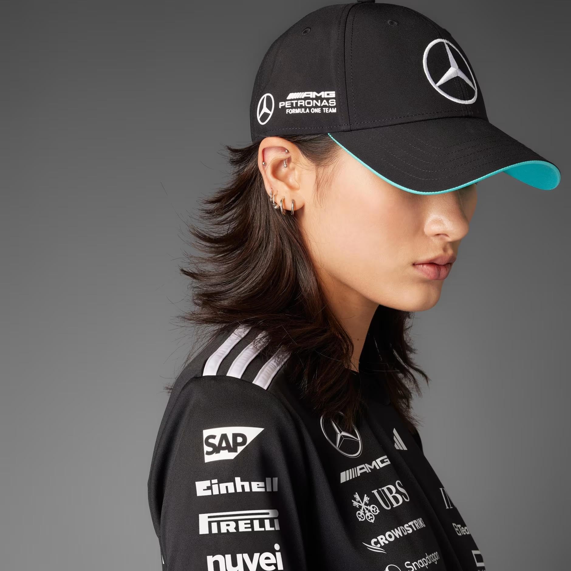adidas Unisex Mercedes - AMG Petronas Formula ONE Team Driver Cap, Black/White, M