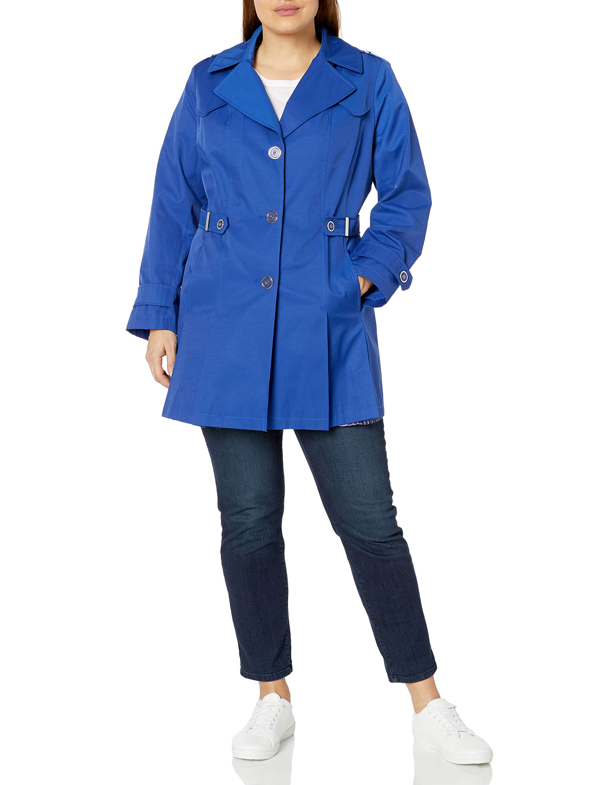VIA SPIGAWomen's Plus-Size Single-Breasted Pleated Trench Coat