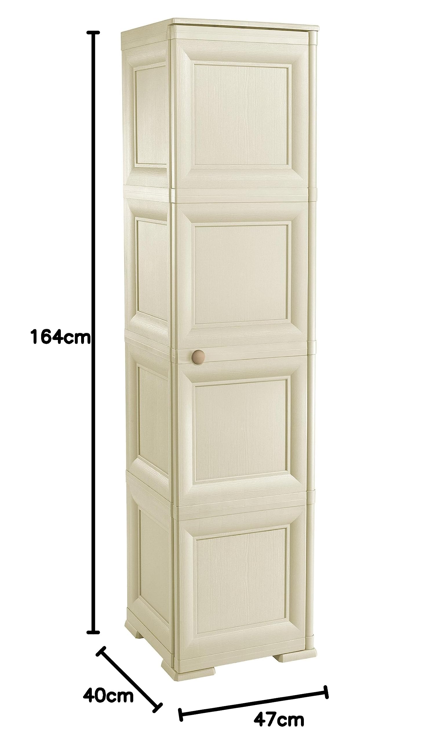 Tontarelli S.p.A. COLONNINA 4 MOD, 4 VANI AP,Ante Lisce Mobile Portascope, Angora, 40x43x164 cm