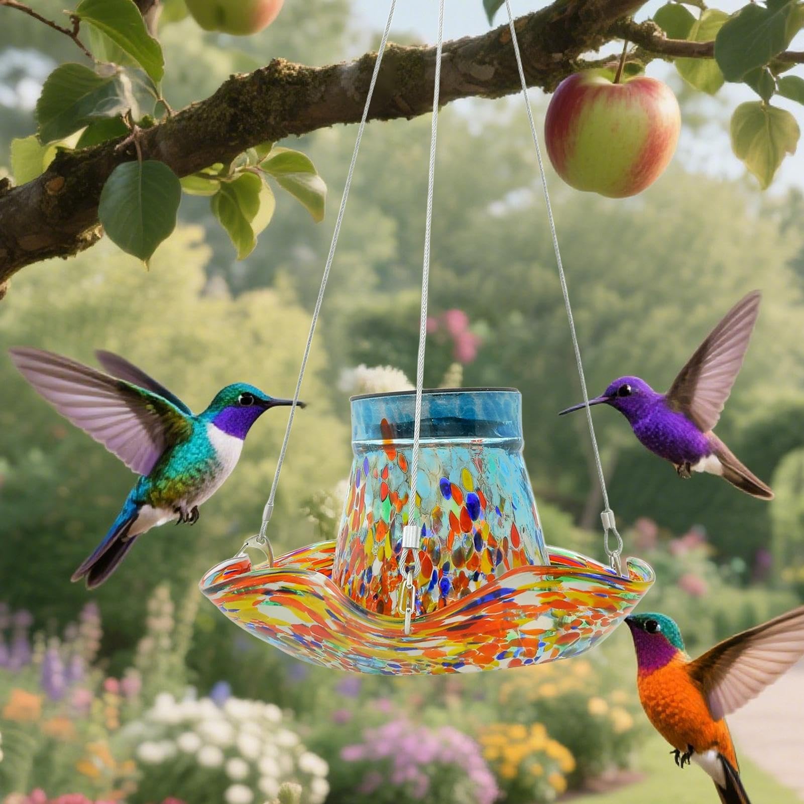 Bebederos para Colibríes Exteriores Comederos para Aves Silvestres con | Bebedero Antifugas Con Vidrio Decoración Jardín Y Patio Exterior