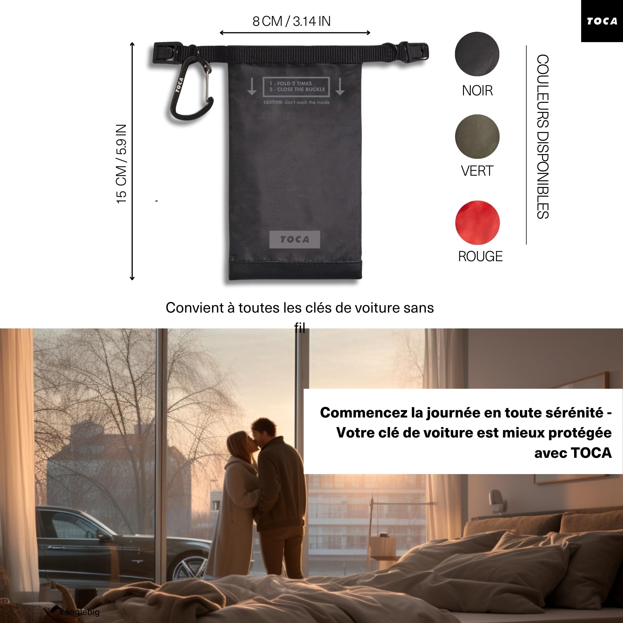 TOCA Pochette antivol clé Voiture, Boite et Cage Faraday, Blocage Signal WiFi/GSM/Bluetooth, Keyless Go, étui de Protection