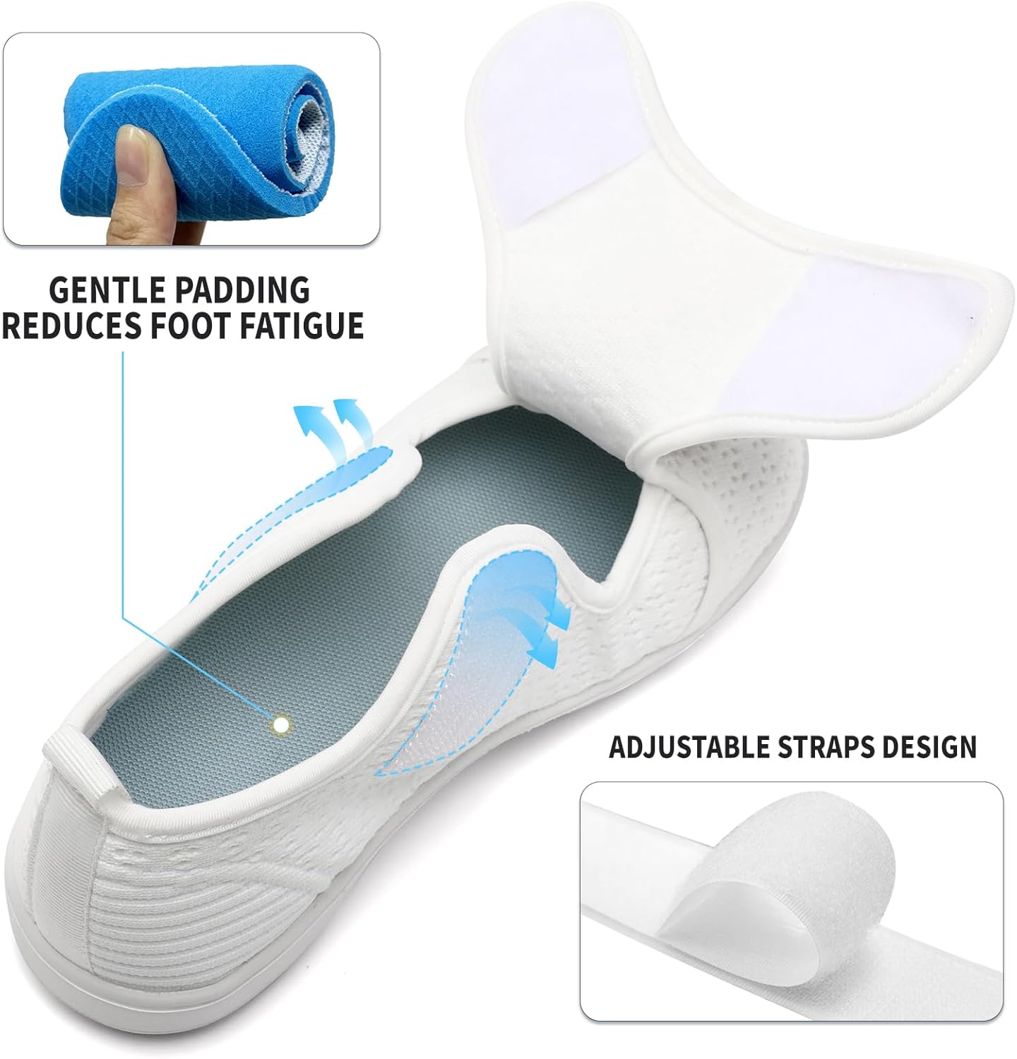 Womens Wide Diabetic Shoes Lightweight Adjustable Walking Barefoot Breathable Sneakers for Wide Width Arthritis Edema Orthopedic Shoe Zapatos para Mujer - Image 4