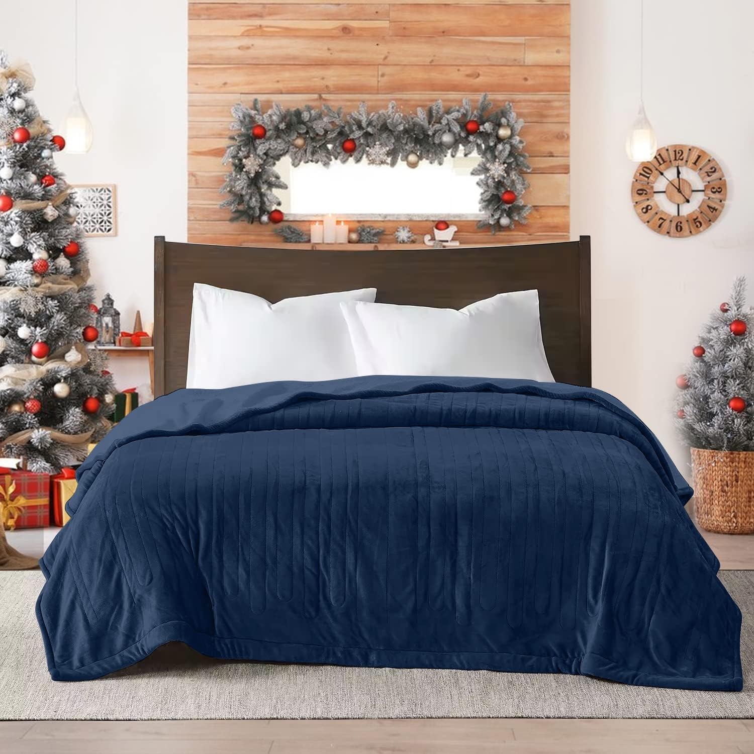 HEYNEMO Electric Blanket King Size with Dual Control, Heated Blanket for 89°F-108°F 10 Heating Levels Heating Blanket with 1-12 Hours Auto Shut Off, Blue