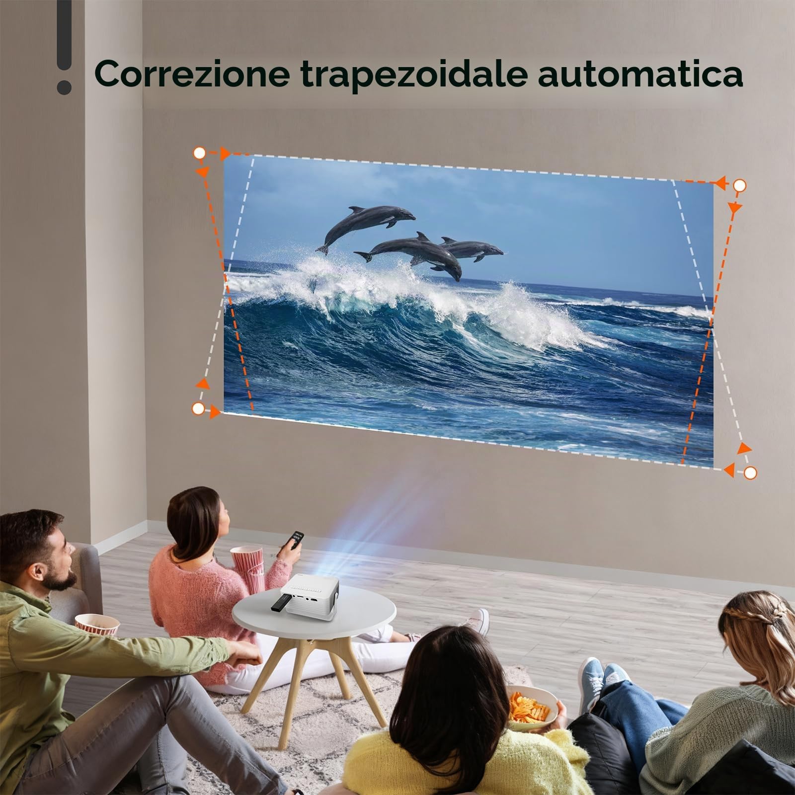 AKIYO O1 Mini Proiettore con Treppiede, Full HD 1080P, Regalo per Bambini